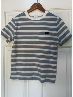 Parke Striped light blue/orange Short-Sleeve Pocket Tee XS
